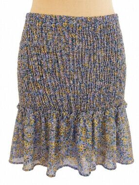 Good Luck Gem Floral Smocked Ruffle Mini Skirt Size M